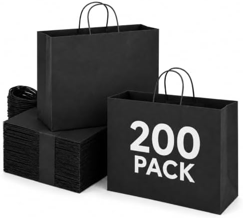 mesha large black gift paper bags with handles shown in use