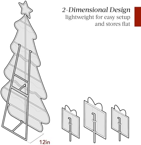 Best Choice Products 6ft Lighted 2D Christmas Tree Outdoor Décor, Large Holiday Yard Decoration w/ 170 Twinkling LED Lights, Storage Bag - Red