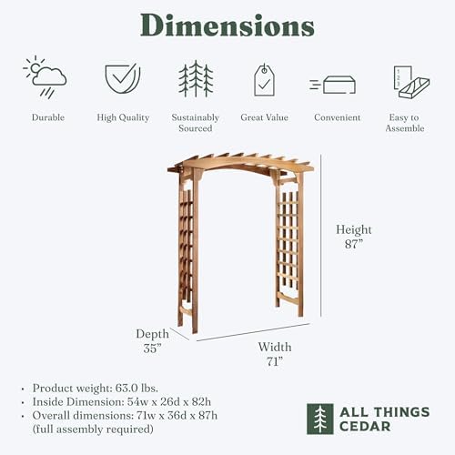 All Things Cedar 6-Ft Pagoda Arbor Garden Arch Trellis, Red Cedar