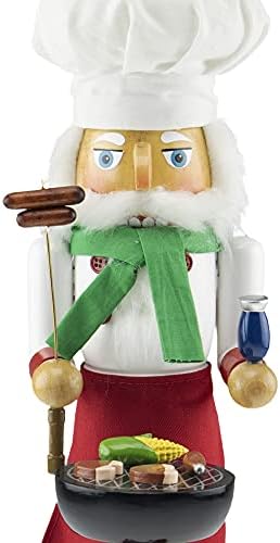 Clever Creations Grillmaster Santa 14 Inch Traditional Wooden Nutcracker, Festive Christmas Décor for Shelves and Tables