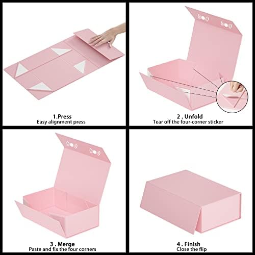 RYDDOY 5 Pack Pink Gift Box, 9.5x6x3'' Gift Boxes with Lids for Presents