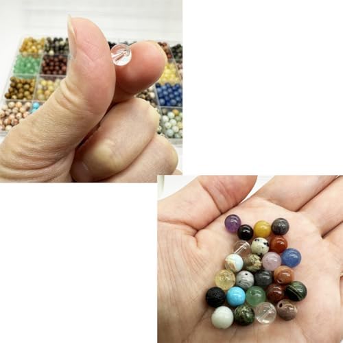 1120pcs 6mm Natural Stone Beads, Round Crystals Bead Genuine Real Stones, Gemstone Beads Kit Charms for Bracelets Jewelry Making,Box Packed(28 Colors-1,6mm)