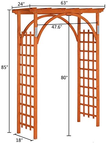VINGLI 85in Wooden Arbor Garden Arch, Wedding Arch for Ceremony, Wood Trellis for Plant Climbing, Christmas Decor Pergola for Garden Backyard, Lawn (Golden Brown)