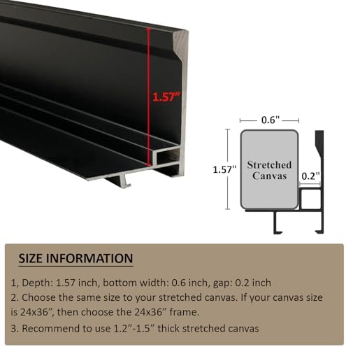 1.5" Deep Canvas Floating Frame for 30x60 Canvas Paintings,Black