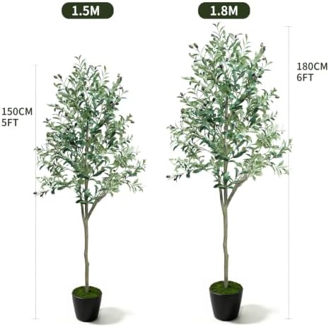 Olive Trees Artificial Indoor, 5FT Tall Faux Olive Tree with Planter
