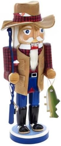 kurt adler 12-inch wooden fisherman nutcracker, close-up detail