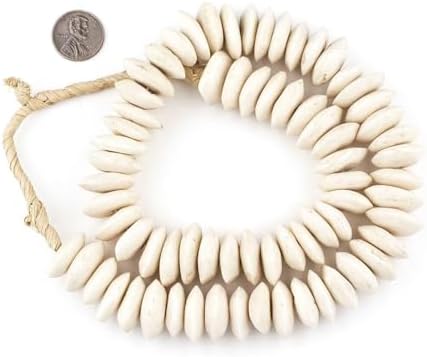 The Bead Chest White Bone Beads Saucer 21mm Kenya African Large Hole 24 Inch Strand Handmade