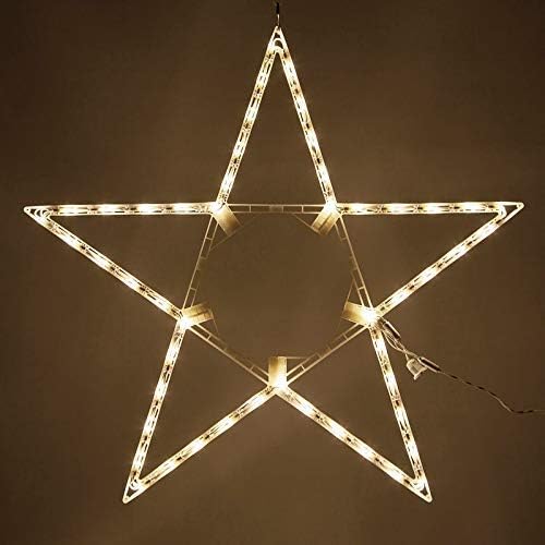 32" Lighted Christmas Star Outdoor Star Light, Warm White LED Christmas Star Decoration Folding Outdoor Star Decor