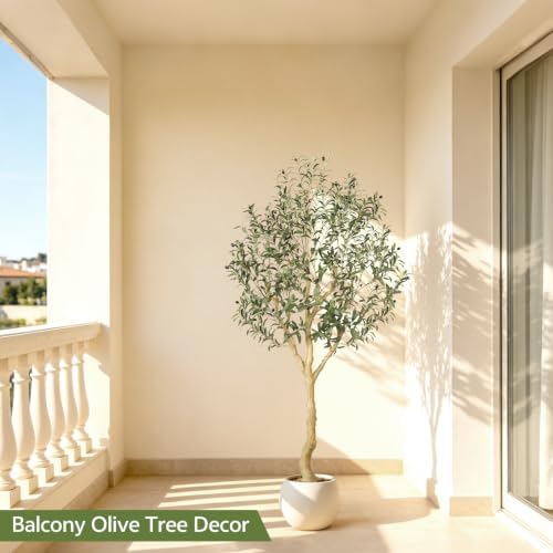 Realead 6ft Faux Olive Tree with UV Resistant for Indoor Outdoor Decor