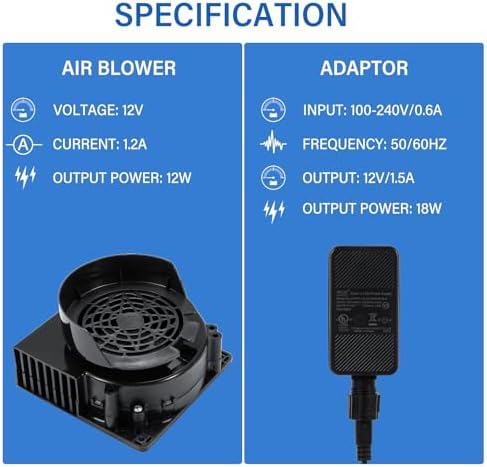 2 Pack12V Air Blower for Inflatables with 5 LED Light Strings for Outdoor Inflatable Decor Weddings Easter Pool Floats Holiday Yard Decorations, 1.2A Inflatable Fan Replacement and 1.5A Adapter