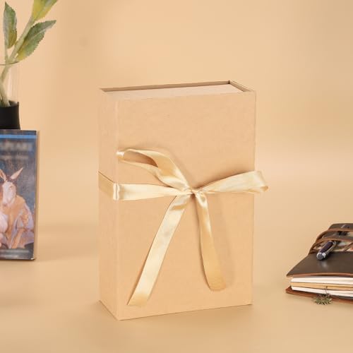 rayofsun brown gift box with magnetic lids for on a desk or shelf