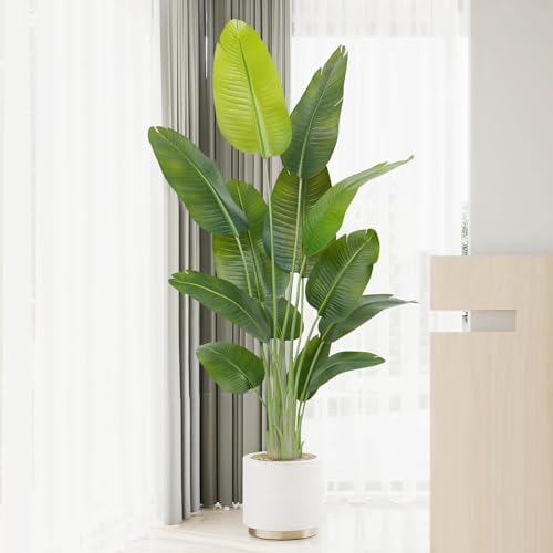 Lifelike Bird of Paradise Artificial Plant,6ft Faux Banana Leaf Tree with 13 Trunks - Perfect Indoor Silk Floor Plant for Home Decor in Living Room, Office, and Bedroom 1Pack