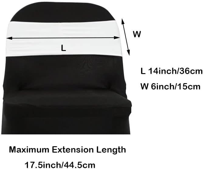 Spandex Chair Sashes Bands 50PCS Stretch Chair Ties Bows with Buckle Slider for Wedding Party Banquet Decoration (White)…
