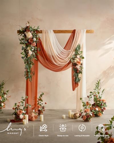 Ling's moment 36" Freestanding Flowers, Fall Wedding Decor, Terracotta
