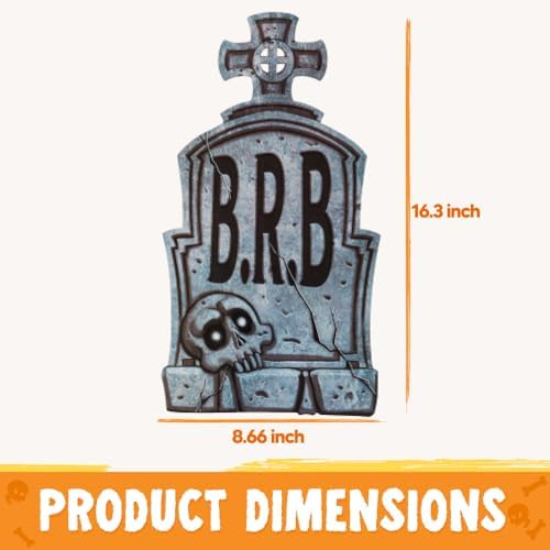 JOYIN 16" 9 Pcs Halloween Tombstones Decorations Outdoor Graveyard Decor, Yard Lawn Cemetery Plastic Headstones with 18 Metal Stakes For Halloween Indoor Prop Decorations, Party Decor Supplies