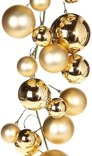 Raz Imports Red Green and Gold Ball Christmas Garland 4 Feet Long