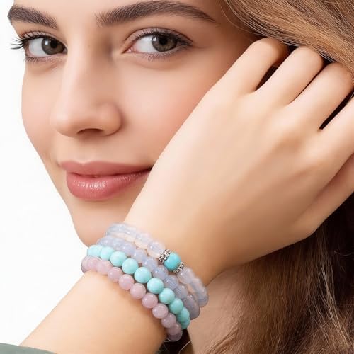 1120pcs 6mm Natural Stone Beads, Round Crystals Bead Genuine Real Stones, Gemstone Beads Kit Charms for Bracelets Jewelry Making,Box Packed(28 Colors-1,6mm)