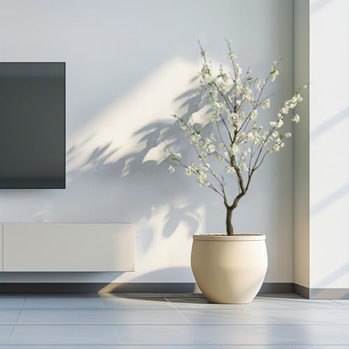 6.7FT White Cherry Blossom Tree with Planter, Indoor Outdoor Decor
