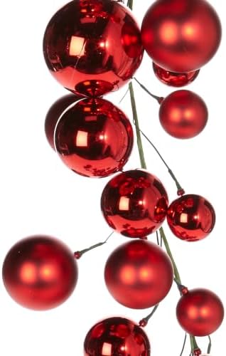 Raz Imports Red Green and Gold Ball Christmas Garland 4 Feet Long