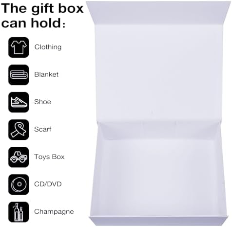 Aimyoo 5 Pack White Magnetic Gift Boxes with Lids 13.8x9x4.3 in, Large Bridesmaid Groomsman Proposal Box, Rectangle Collapsible Box for Present Graduation Birthday Wedding Storage,1 Count (Pack of 5)