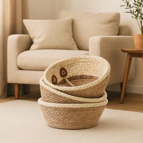 Pot for Artificial Tree Indoor (10" D x 12" H, Woven Plant Basket, Large)