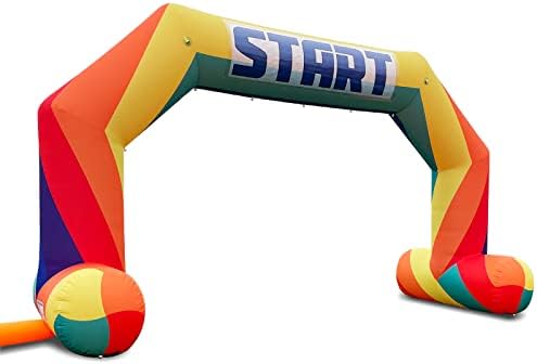 20ft Start Finish Line Inflatable Arch Rainbow with Powerful Blower, Hexagon Inflatable Archway for Race Outdoor Advertising Commerce