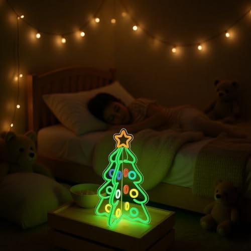 christmas neon sign, 3d acrylic led tree light, side view