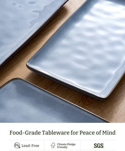 Famiware Serving Platters Set of 3 Sizes - Rectangular, Blue
