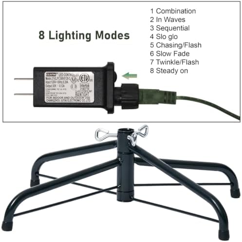 Juegoal 7.5FT Pre-Lit Pencil Christmas Tree with Fiber Optic, 300LED Lights
