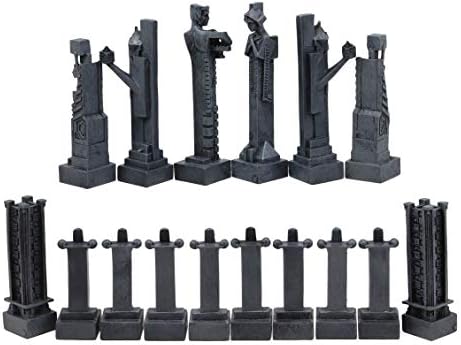 Ebros Gift Frank Lloyd Wright Architecture Midway Gardens Complex Collectible White and Black Geometrical Sprites Chess Pieces Set with 5" Tallest Sprite Piece Figurines