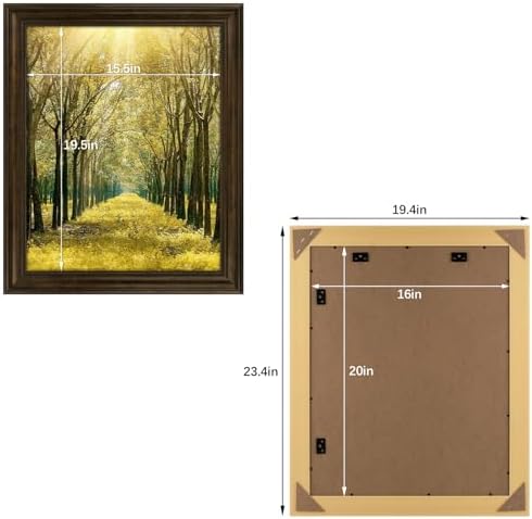 16x20 Ornate Picture Frame,Real Glass,Dark Brown Poster Photo Frame