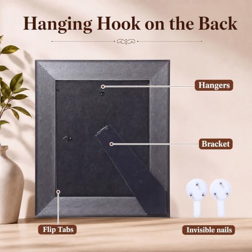 Lineshading 8x10 Vintage Picture Frames, 4 Pack, Dark