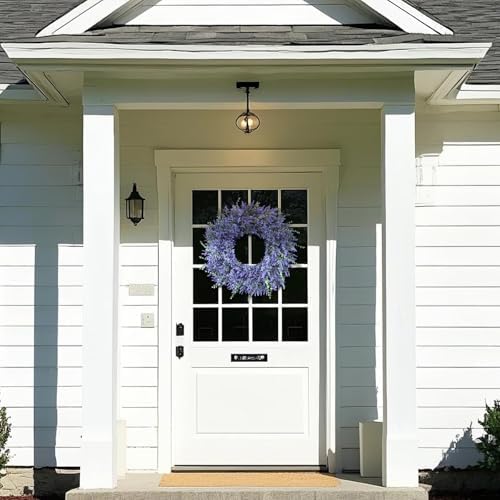 26" Artificial Lavender Eucalyptus Wreath for Front Door Decor(Purple)