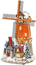 MOMENTS IN TIME Lighted Windmill Christmas Village Building LED Lights & Animation 12.2” Handcrafted House Battery Operated Holiday Decoration Gift Wrapped Ready