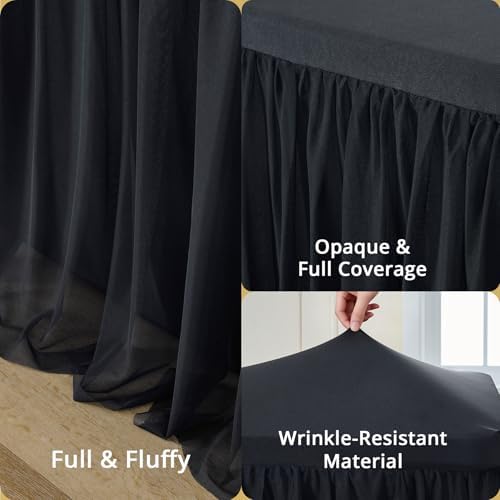 Black Tulle Tablecloth for 8 FT Rectangle Tables 4-Pack, Ideal for Weddings