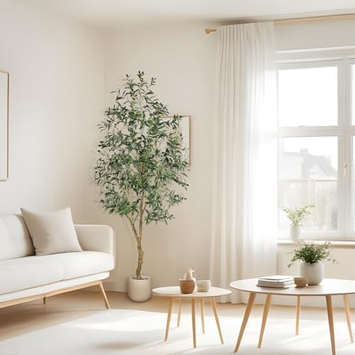 FEELEAD 7ft Olive Trees Artificial Indoor with Planter for Home Decor