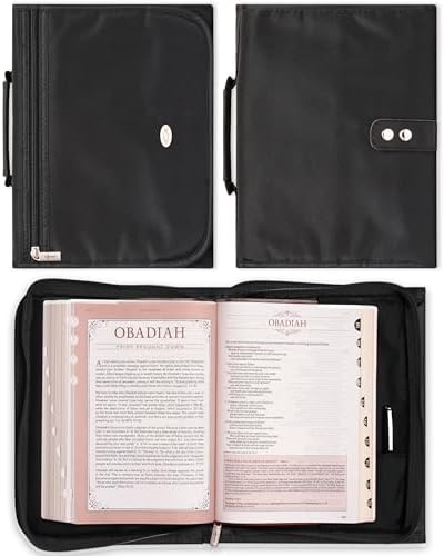 Christian Art Gifts Black Microfiber Bible Cover for Men and Women