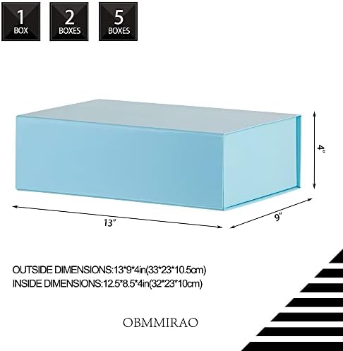 Blue Magnetic Large Gift Box with Lid, 13x9x4 Inches, 5Pcs