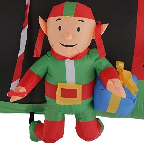 Gemmy 114.17 in. D x 57.09 in. W x 96.85 in. H Animated Inflatable Santa and Elves in Helicopter Scene