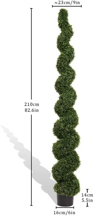 THE BLOOM TIMES 7ft Large Spiral Topiary Trees Artificial Outdoor Set of 2