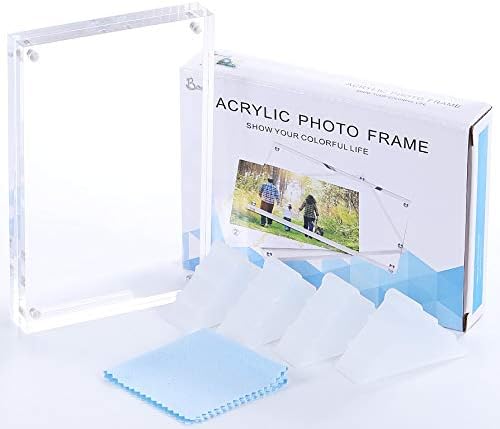 Boxalls 5x7 Inches Acrylic Picture Frames- 3 Pack, Desktop Frameless Photo Frames with Magnetic, Double Sided Transparent (3 Pack)