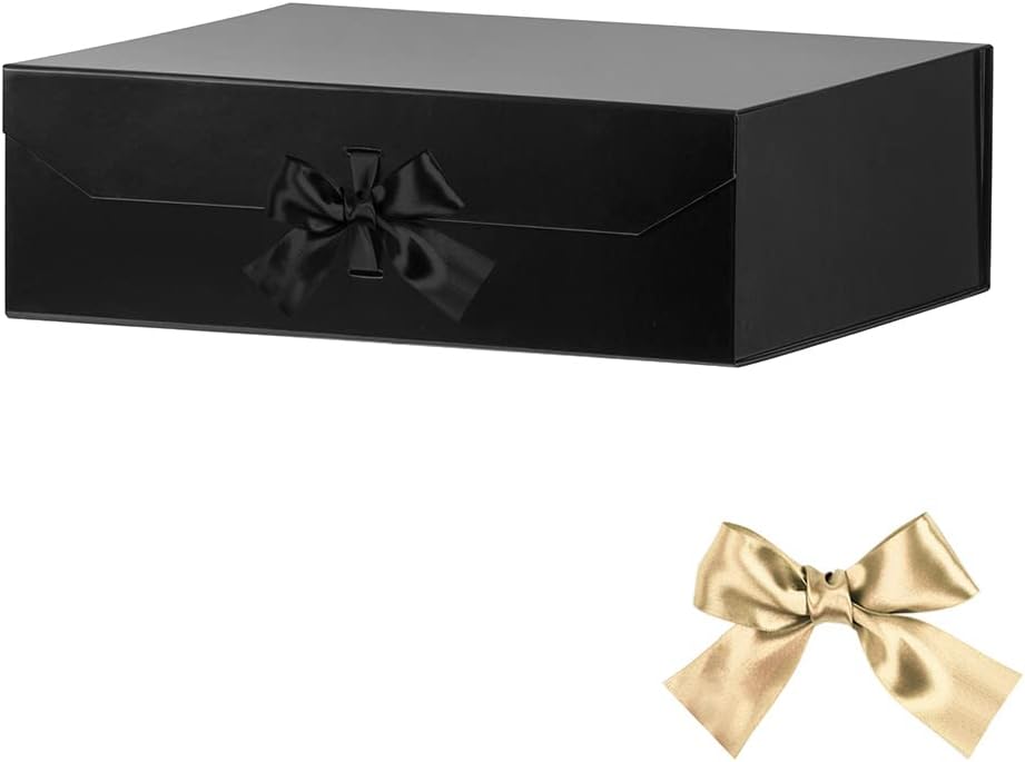 GooodGift 3 Pcs Black Extra Large Gift Box 19x16x6 Inches with Magnetic Lid