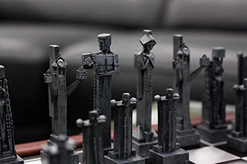 Ebros Gift Frank Lloyd Wright Architecture Midway Gardens Complex Collectible White and Black Geometrical Sprites Chess Pieces Set with 5" Tallest Sprite Piece Figurines