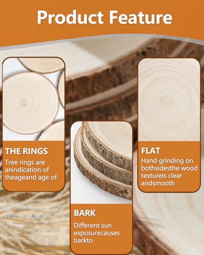 Set of (10) 11-13 Inches Large Wood Slices, Wood Centerpieces for Tables