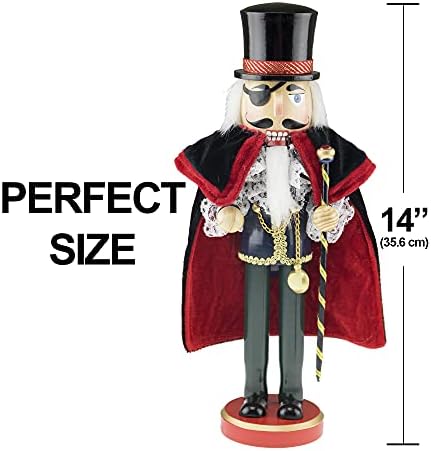 Clever Creations Herr Drosselmeier 14 Inch Traditional Wooden Nutcracker, Festive Christmas Décor for Shelves and Tables