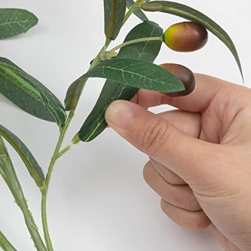 SHACOS 6 PCS Fake Olive Branches for Vases 39" Tall Long Greenery Stems Faux Olive Tree Branches Artificial Olive Leaf Stems with Olive Fruits Fake Plant for Home Wedding Greenery Decor