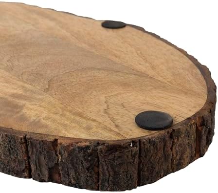 GoCraft Oval Wooden Serving Platter with Tree Bark Edges – Mango Wood Charcuterie Board, 17" x 10", Rustic Platter for Serving Cheese, Appetizers, Snacks, Fruit, and More – Perfect for Entertaining