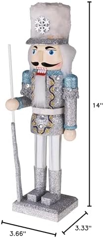 Clever Creations Snow King 14 Inch Traditional Wooden Nutcracker, Festive Christmas Décor for Shelves and Tables