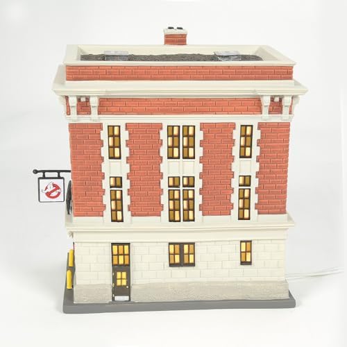 Department 56 Porcelain Ghostbusters Village Firehouse Lit Building, 7.87 Inch, Multicolor