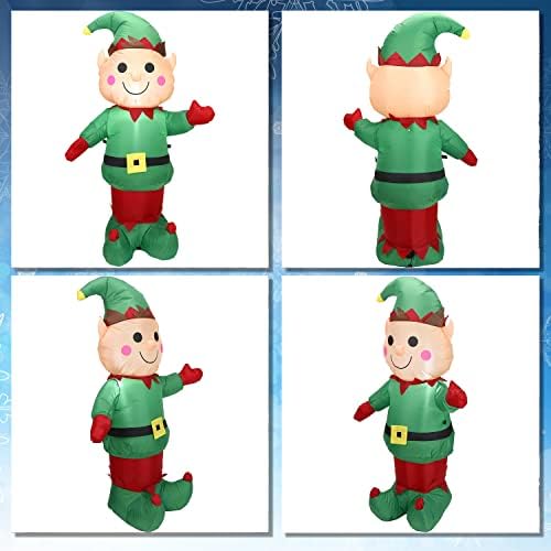 5FT H Christmas Inflatable Christmas Elf Boy with Build-in LED Lights, Blow up Christmas Inflatable Outdoor Indoor Decorations Large Party Yard Decoration